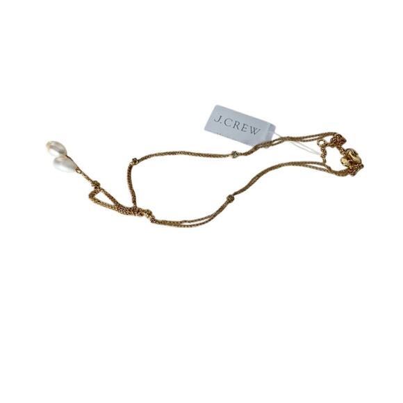 NWT Freshwater Pearl Crystal‎ Lariat Necklace Bridal Sparkle Dainty Drop Elegant - Picture 3 of 4